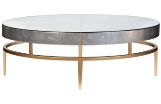 Журнальный стол Futuro, 132x76x46, МДФ, стекло, серебристый / золото