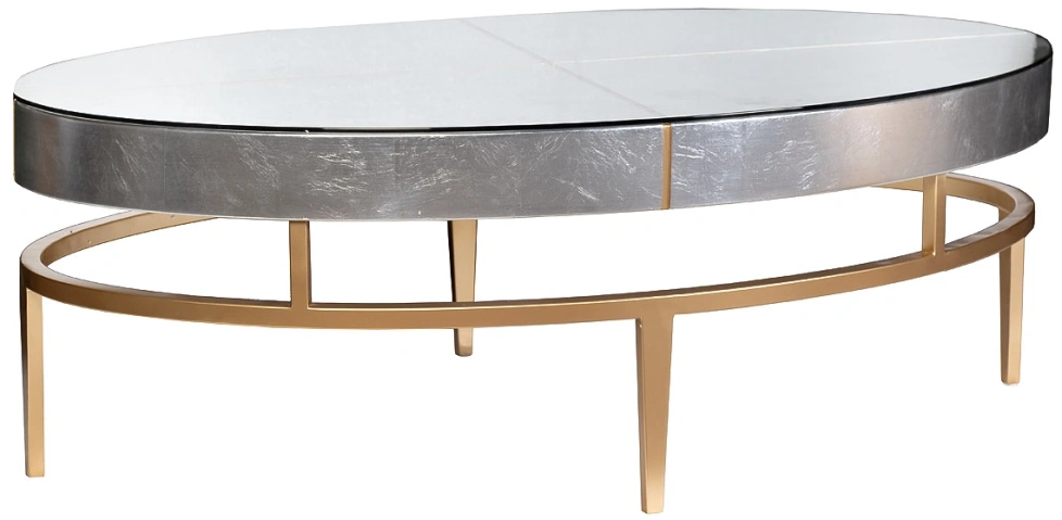 Журнальный стол Futuro, 132x76x46, МДФ, стекло, серебристый / золото