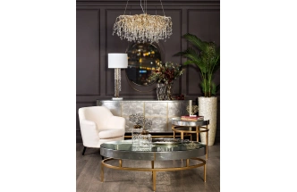 Журнальный стол Futuro, 132x76x46, МДФ, стекло, серебристый / золото