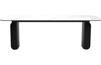 Кухонный стол Nord 240, Marbles KL-99 Белый мрамор, итальянская керамика, черный каркас