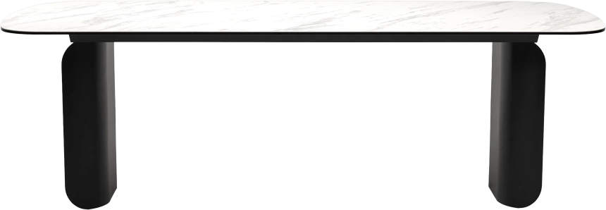 Кухонный стол Nord 240, Marbles KL-99 Белый мрамор, итальянская керамика, черный каркас
