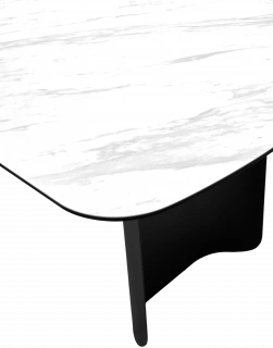 Кухонный стол Nord 240, Marbles KL-99 Белый мрамор, итальянская керамика, черный каркас