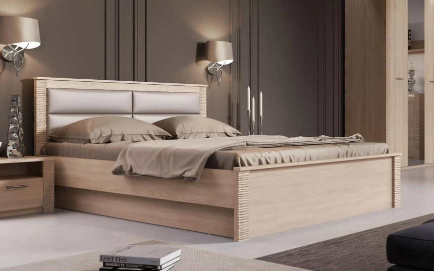 Кровать Элана 160, двуспальная, дуб сонома