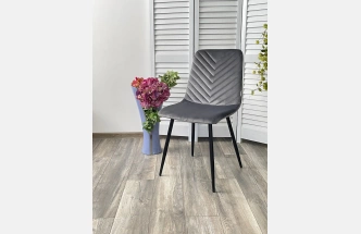 Стул Duke, мягкий, Bluvel-14 grey, велюр, черный каркас