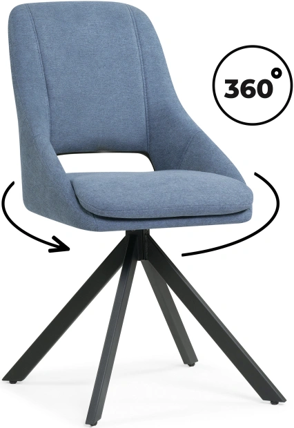 Стул Оливер, крутящийся, мягкий, синий / черный