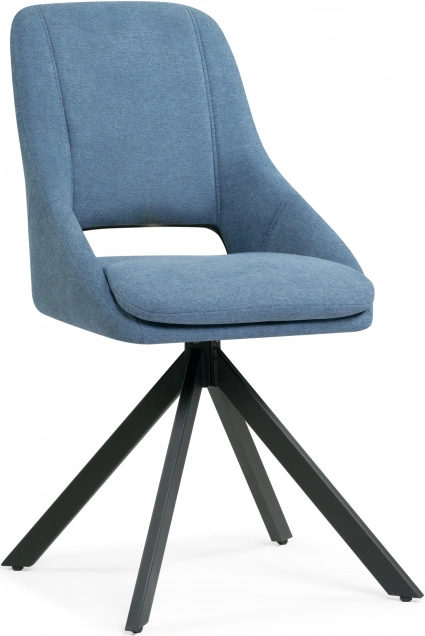Стул Оливер, крутящийся, мягкий, синий / черный