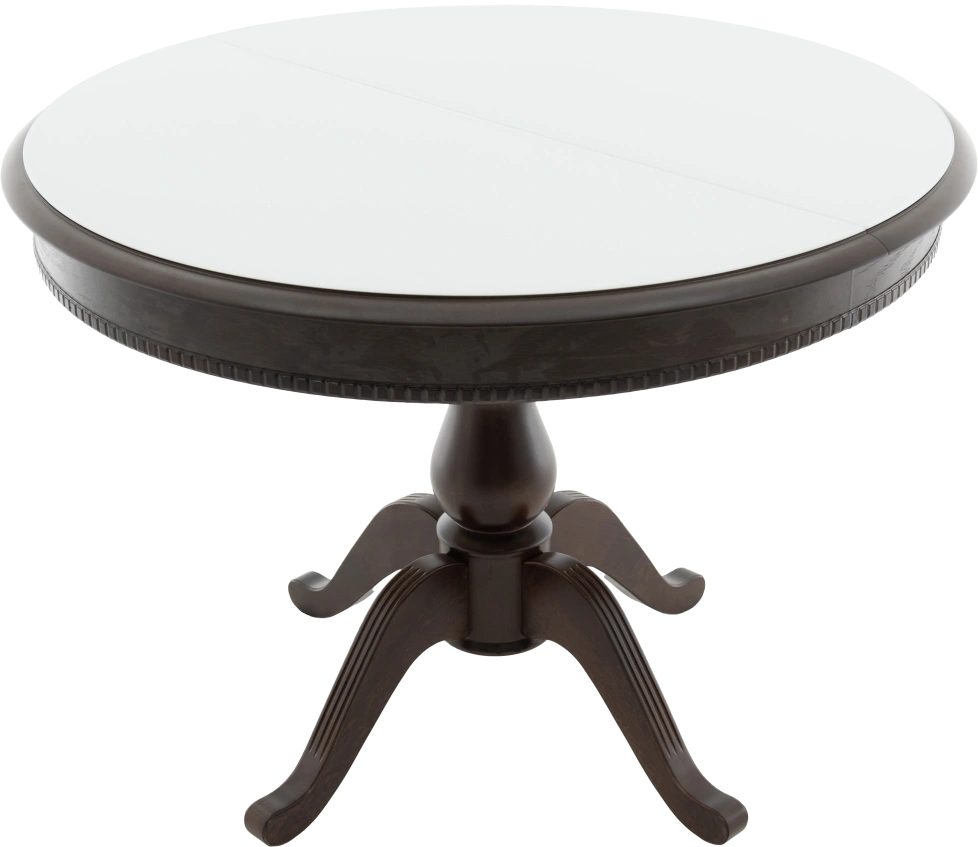 Кухонный стол Фабрицио 1, Glass, D 100, белый, стекло, каркас орех темный