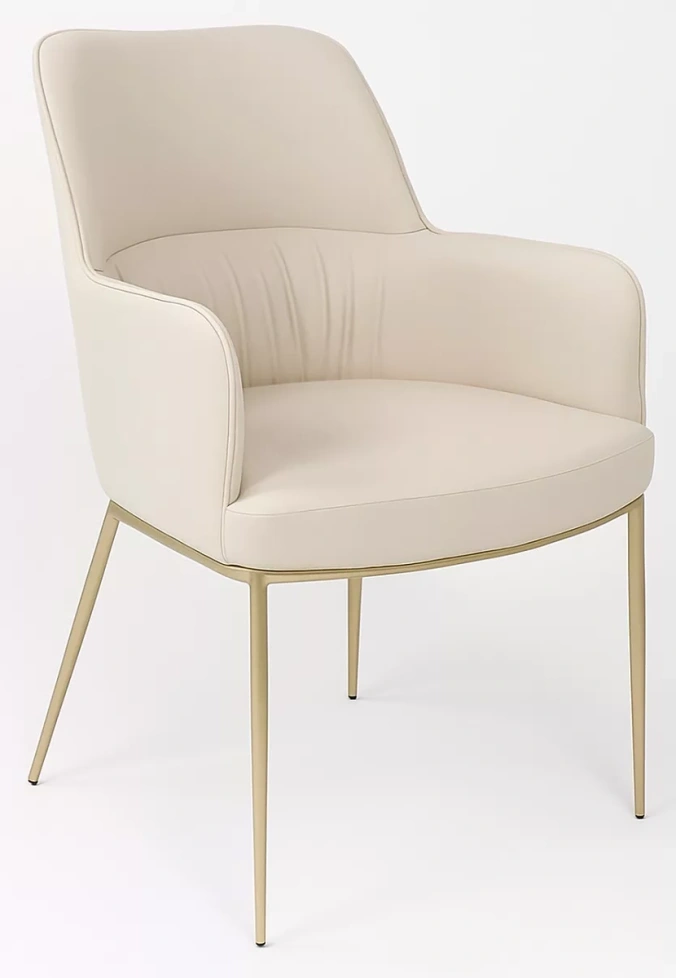 Стул Bruno, мягкий, Milk Ti-02, PU, шампань