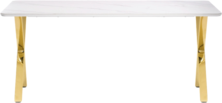 Кухонный стол Селена 3, 180x90x77, керамика, белый мрамор, каркас золотой