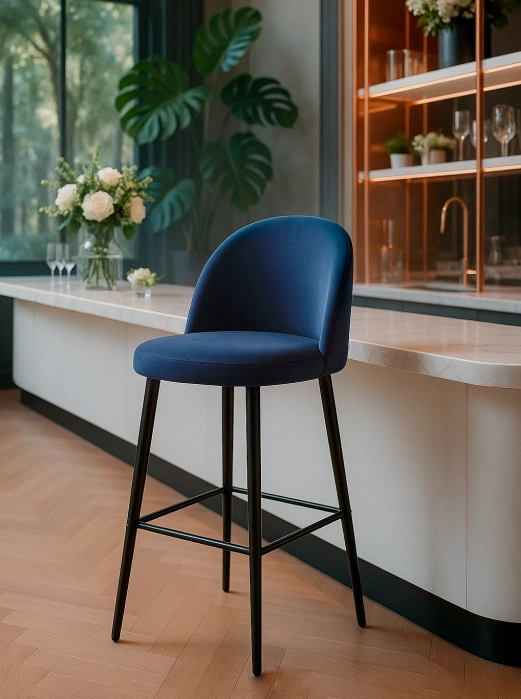 Полубарный стул Амизуре, темно-синий / черный матовый