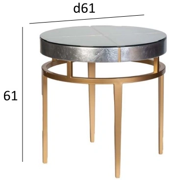 Журнальный стол Futuro, 61x61x61, МДФ, стекло, серебристый / золото