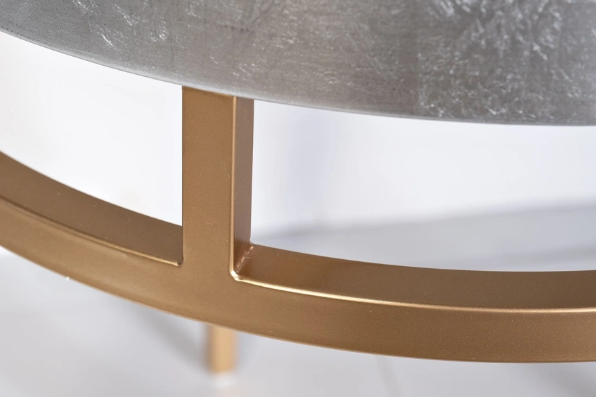 Журнальный стол Futuro, 61x61x61, МДФ, стекло, серебристый / золото