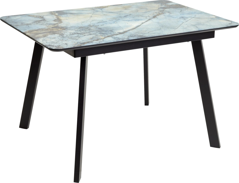 Кухонный стол Аруба 140, нераздвижной Магеллан, стекло, черный каркас