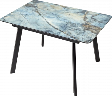 Кухонный стол Аруба 140, нераздвижной Магеллан, стекло, черный каркас