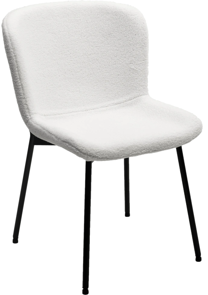 Стул Riya, мягкий, UF992-01 белый, teddy, черный каркас 