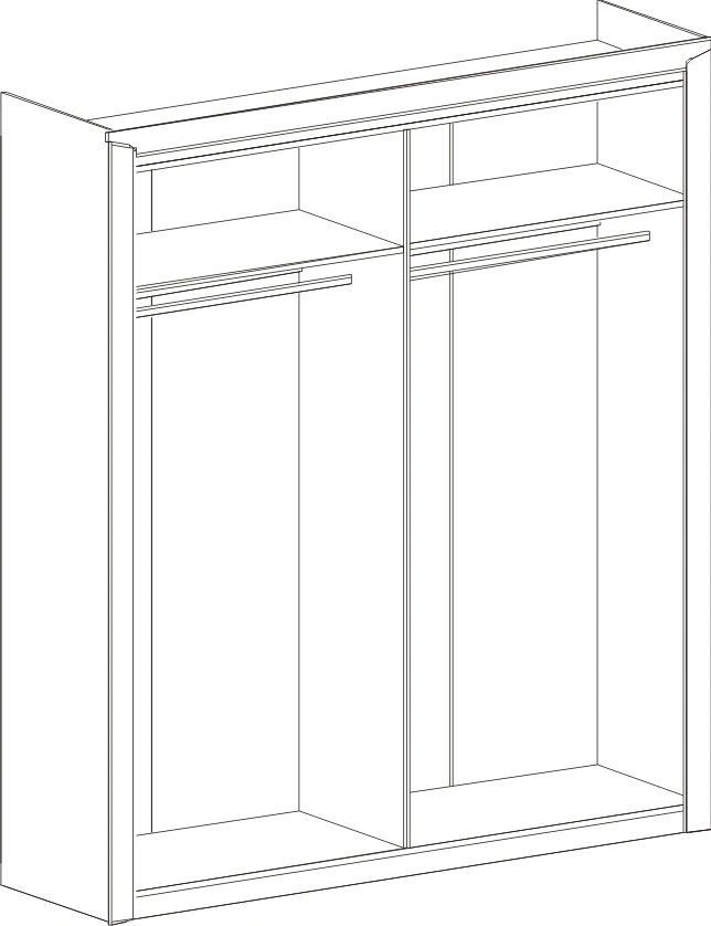 Шкаф четырехдверный Соренто, распашной с зеркалом, дуб стирлинг