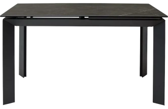 Кухонный стол раздвижной Cremona 140, KL-116 Черный мрамор матовый, итальянская керамика, черный каркас