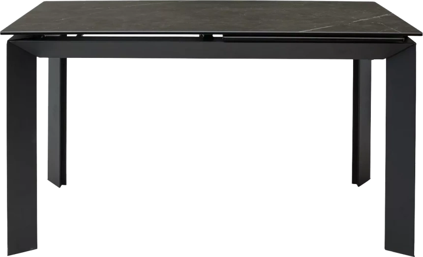 Кухонный стол раздвижной Cremona 140, KL-116 Черный мрамор матовый, итальянская керамика, черный каркас
