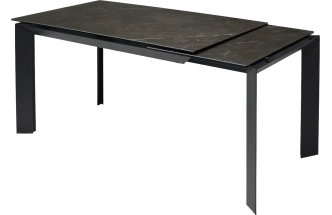 Кухонный стол раздвижной Cremona 140, KL-116 Черный мрамор матовый, итальянская керамика, черный каркас
