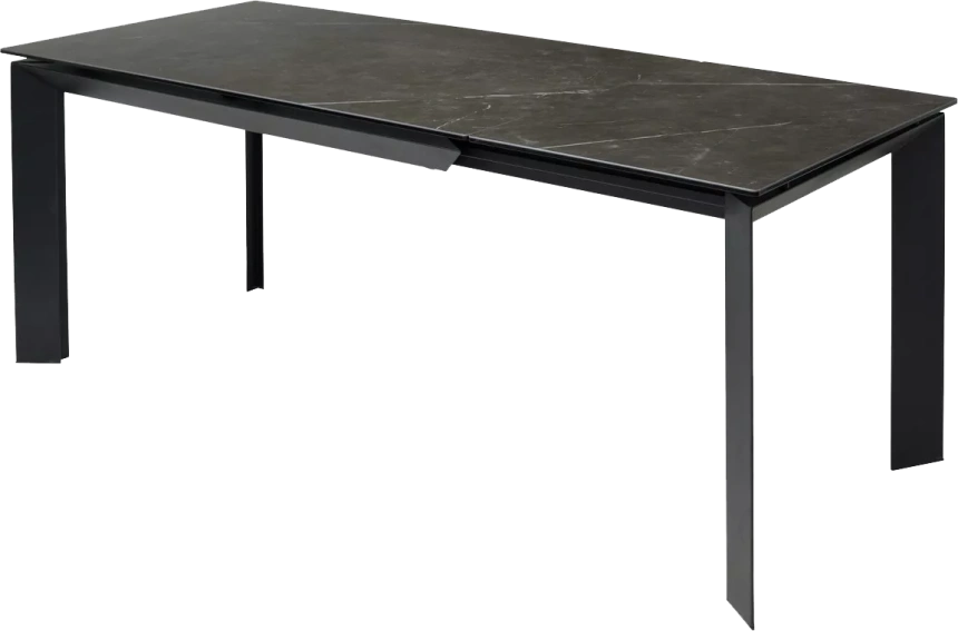 Кухонный стол раздвижной Cremona 140, KL-116 Черный мрамор матовый, итальянская керамика, черный каркас