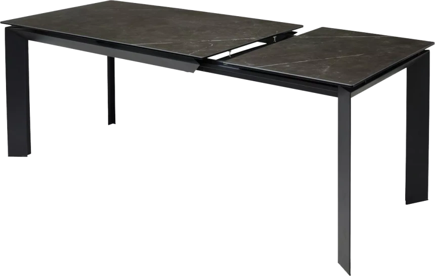 Кухонный стол раздвижной Cremona 140, KL-116 Черный мрамор матовый, итальянская керамика, черный каркас