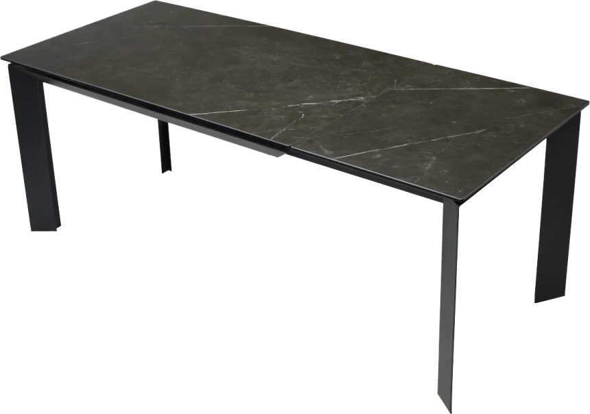 Кухонный стол раздвижной Cremona 140, KL-116 Черный мрамор матовый, итальянская керамика, черный каркас