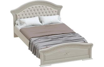 Кровать Николь 160, двуспальная, ясень жемчужный / ваниль