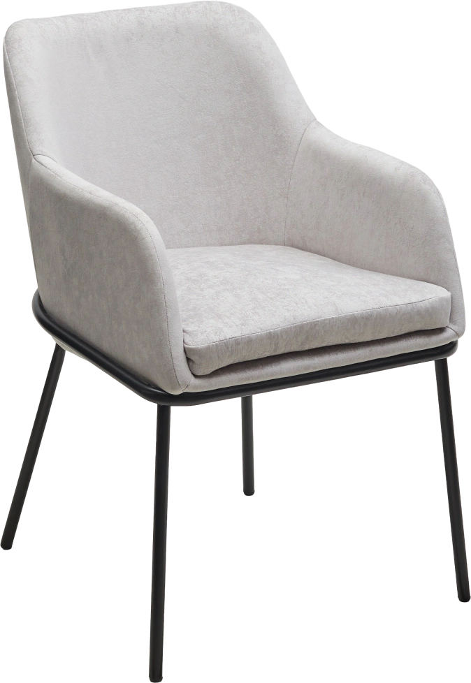 Стул Алистер, мягкий, Rain 16 пыльный серый, велюр, черный каркас