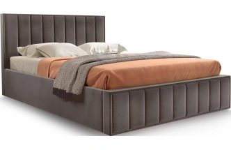 Кровать Женева 180, двуспальная, мягкая, мора темно-коричневый