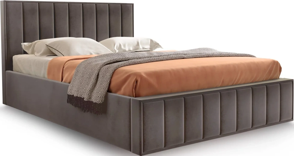 Кровать Женева 180, двуспальная, мягкая, мора темно-коричневый