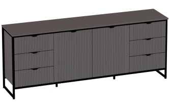 Тумба Нора, с глухими дверями, с полками и ящиками, металл бруклин / графит