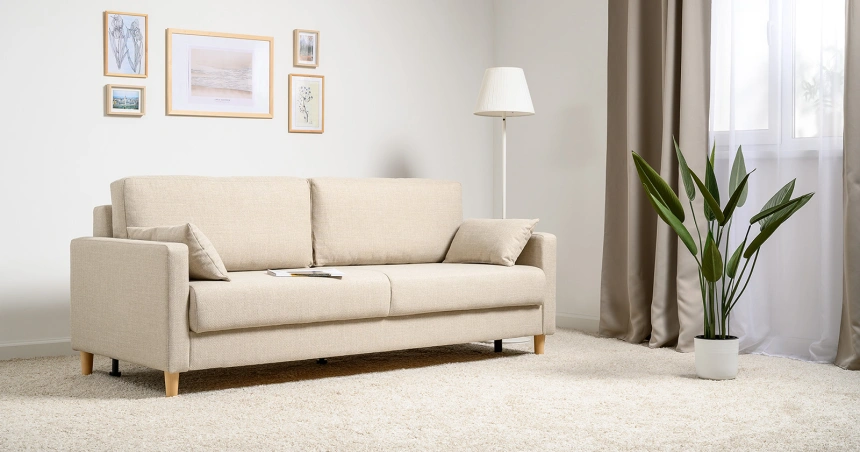 Диван прямой двухместный Дилан, Forte Linen (бежевый)