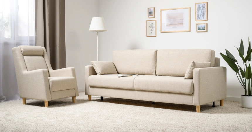 Диван прямой двухместный Дилан, Forte Linen (бежевый)