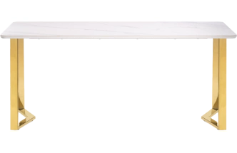 Кухонный стол Селена 1, 180x90x77, керамика, белый мрамор, каркас золотой