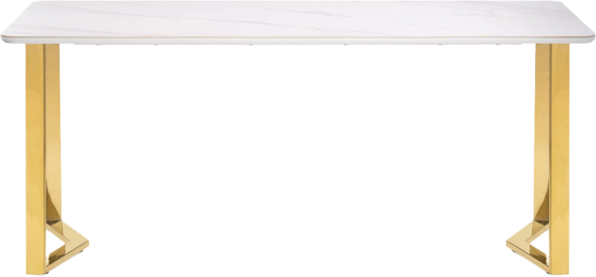 Кухонный стол Селена 1, 180x90x77, керамика, белый мрамор, каркас золотой