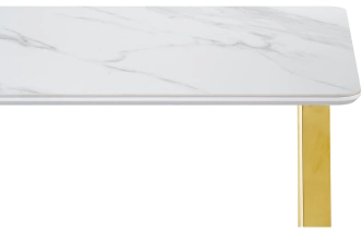 Кухонный стол Селена 1, 180x90x77, керамика, белый мрамор, каркас золотой