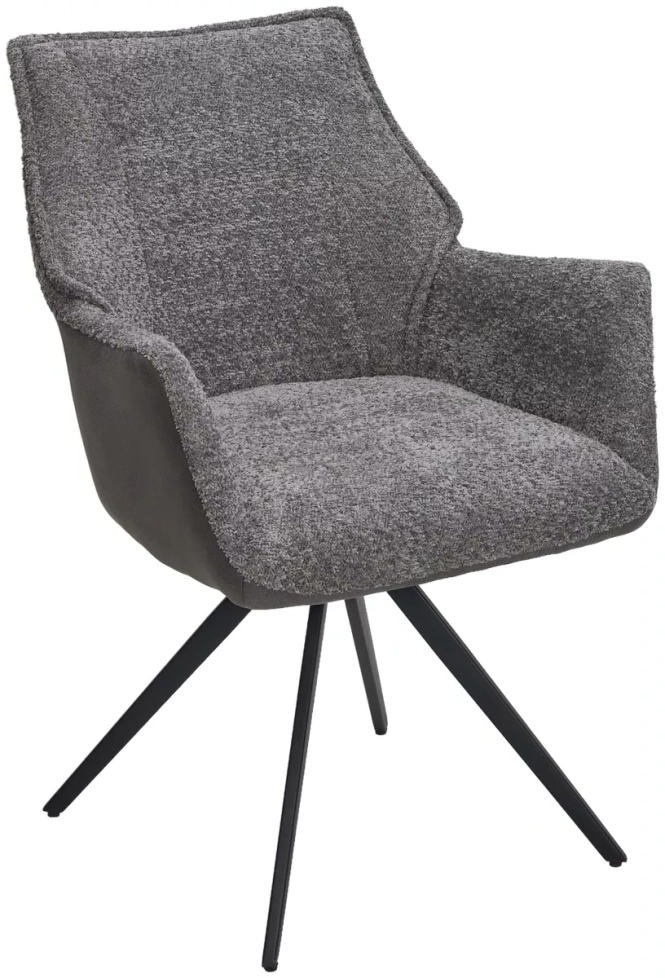 Стул Brevis, поворотный, XD841-16 серый, букле, GINO-457 серый, ткань, черный