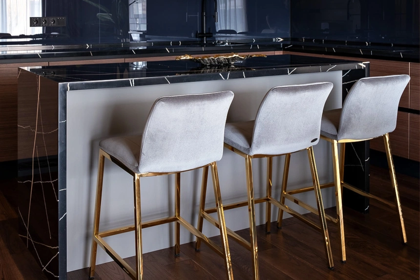 Барный стул 30C-DX-2091 GRE, велюр, серый