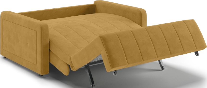 ​Диван прямой Борго 140, модель 107, Ultra Mustard​ (соломенный​) / венге