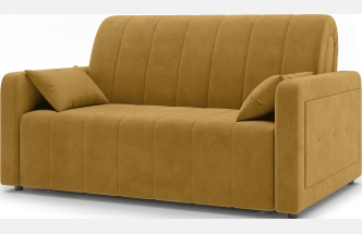 ​Диван прямой Борго 140, модель 107, Ultra Mustard​ (соломенный​) / венге