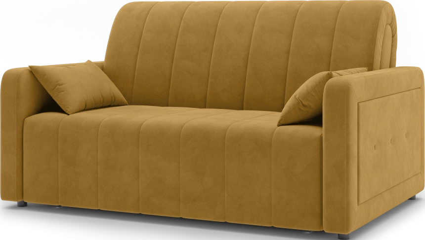 ​Диван прямой Борго 140, модель 107, Ultra Mustard​ (соломенный​) / венге