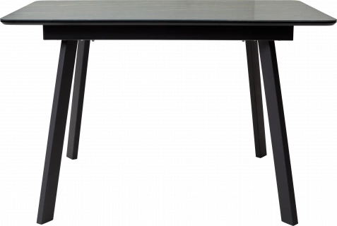 Кухонный стол Аруба 140, нераздвижной Монблан, стекло, черный каркас