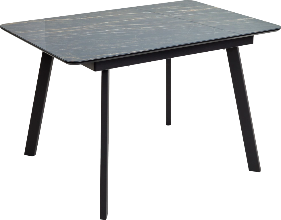 Кухонный стол Аруба 140, нераздвижной Монблан, стекло, черный каркас