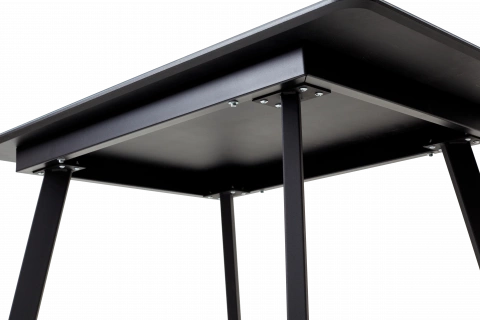 Кухонный стол Аруба 140, нераздвижной Монблан, стекло, черный каркас