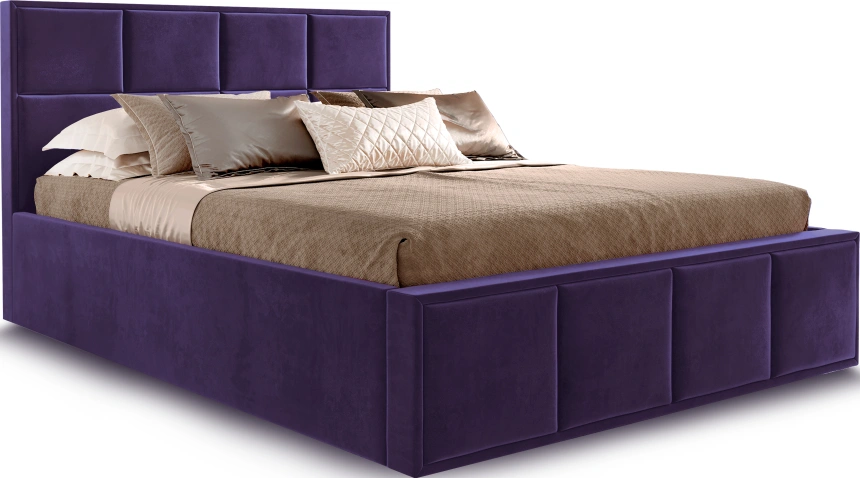 Кровать Октавия 180, мягкая, двуспальная, мора фиолетовый