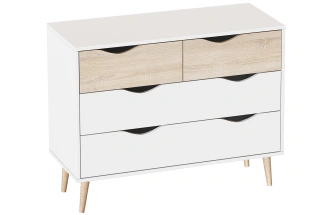 Комод Соната 80, на ножках, с четырьмя ящиками, белый фон / дуб сонома