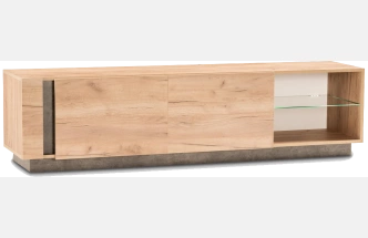 Тумба под ТВ Арчи, 10.86, c полками, дуб золотой craft / камень темный U3705
