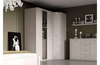 Шкаф угловой Элана, 90x90x218.5, распашной для одежды, бодега белая