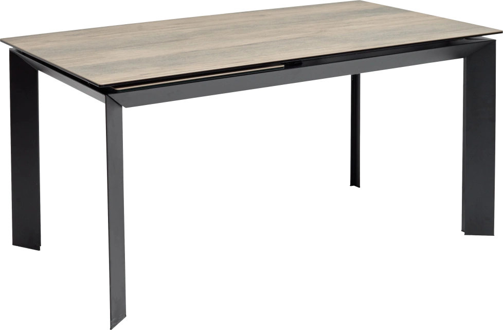Кухонный стол раздвижной Cremona 140, KL-61 под дерево, итальянская керамика, черный каркас