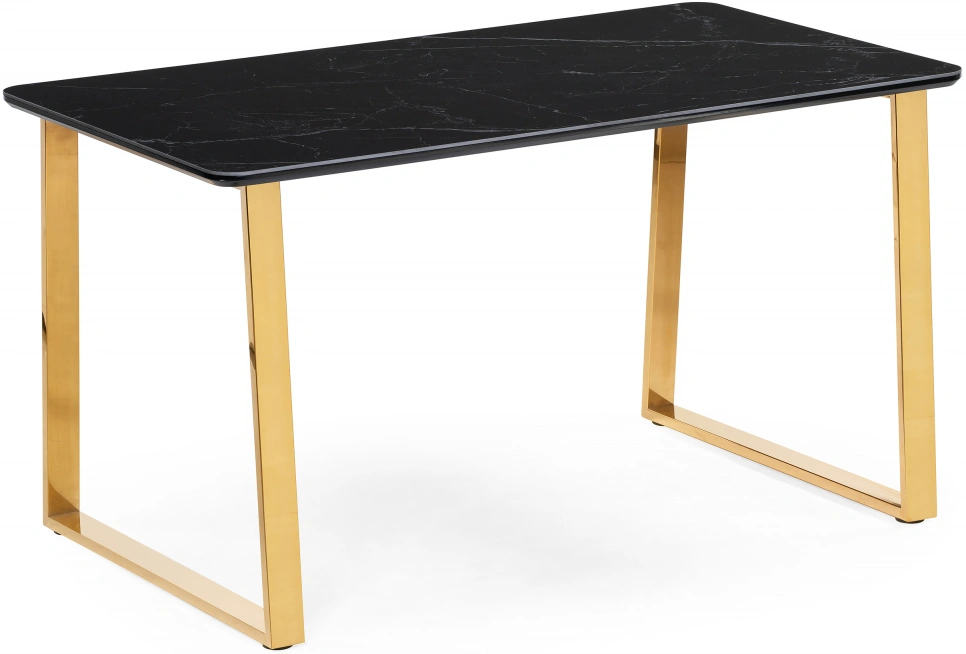 Кухонный стол Селена 2, 140x80x77, керамика, черный мрамор / золото